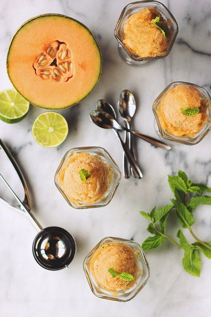20 Best Recipes of 2014 | Cantaloupe Mint Sorbet via Thou Swell https://thouswell.com/