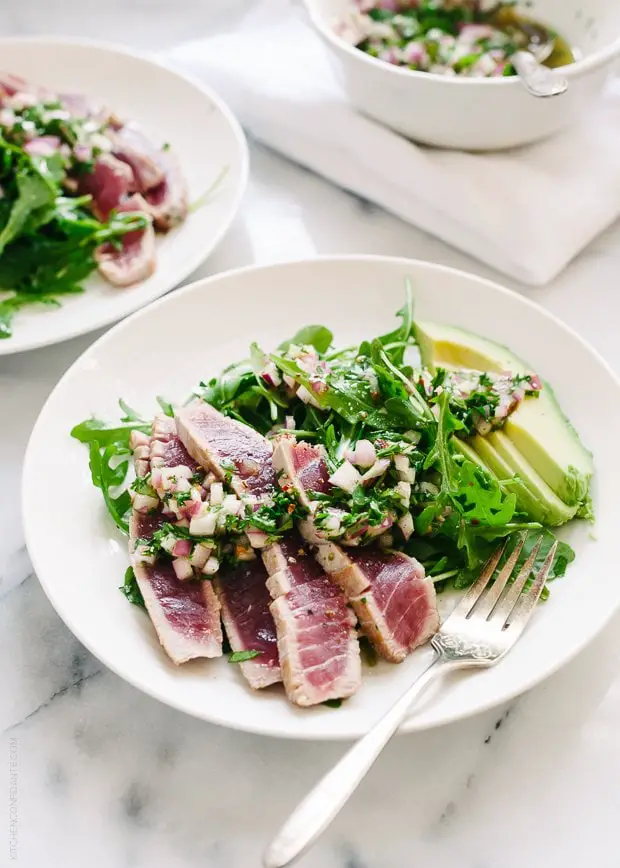 20 Best Recipes of 2014 | Seared Tuna with Chimichurri via Thou Swell https://thouswell.com/