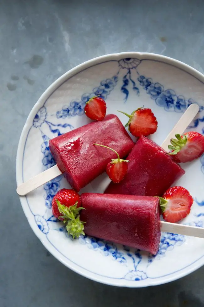 Strawberry hibiscus watermelon ice pops via Dagmar's Kitchen