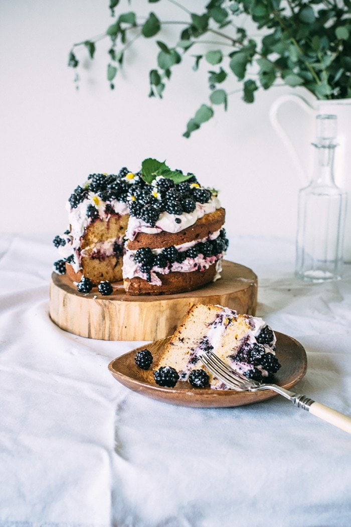 Rustic hazelnut blackberry cake via The Artful Desperado