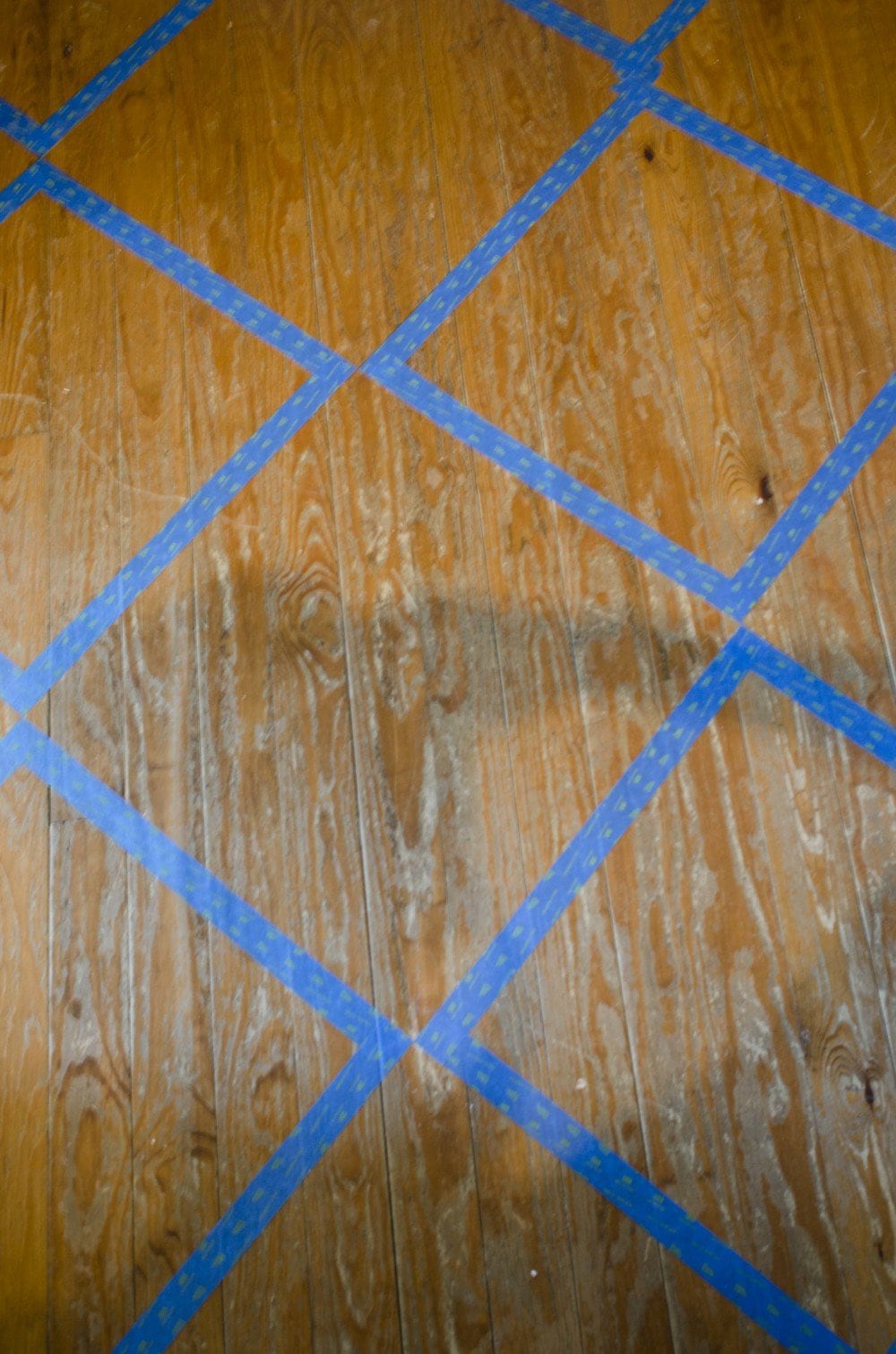 Checkerboard painted floor pattern