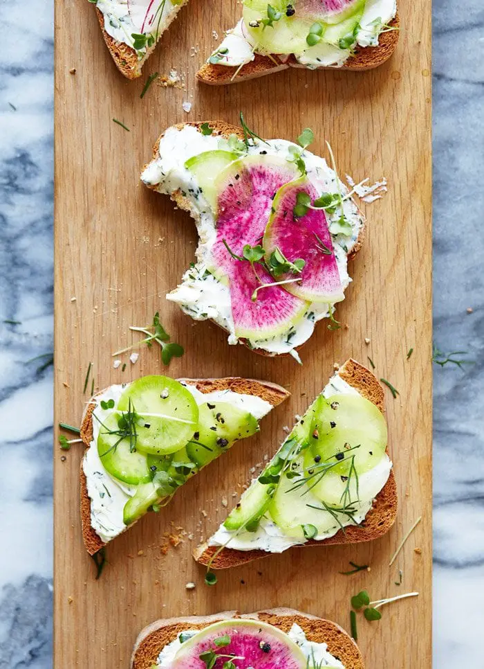 Herb and goat cheese tartines from Sassy Kitchen