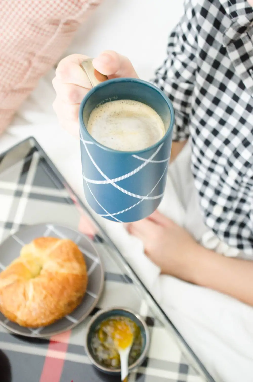 Cozy breakfast in bed with the new Target plaid collection on @thouswellblog