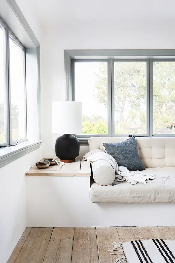 Cool & simple California living room vignette.