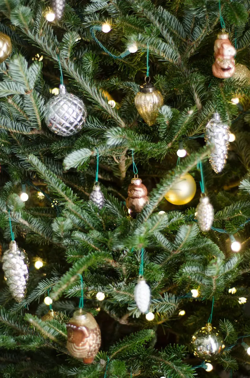 Metallic pinecone ornaments from @thouswellblog