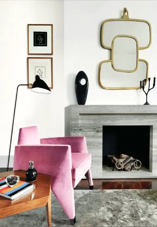 Sleek modern gray marble fireplace via @thouswellblog