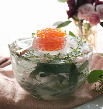 DIY FLORAL ICE BOWL WITH SALMON ROE 1