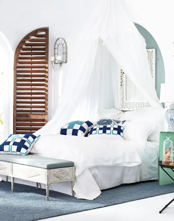 Summer blue and white bedroom with canopy via @thouswellblog