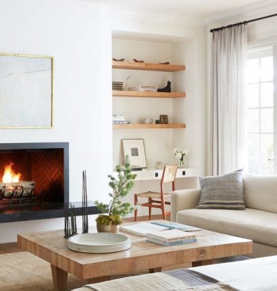 Neutral living room with modern furniture on Thou Swell @thouswellblog