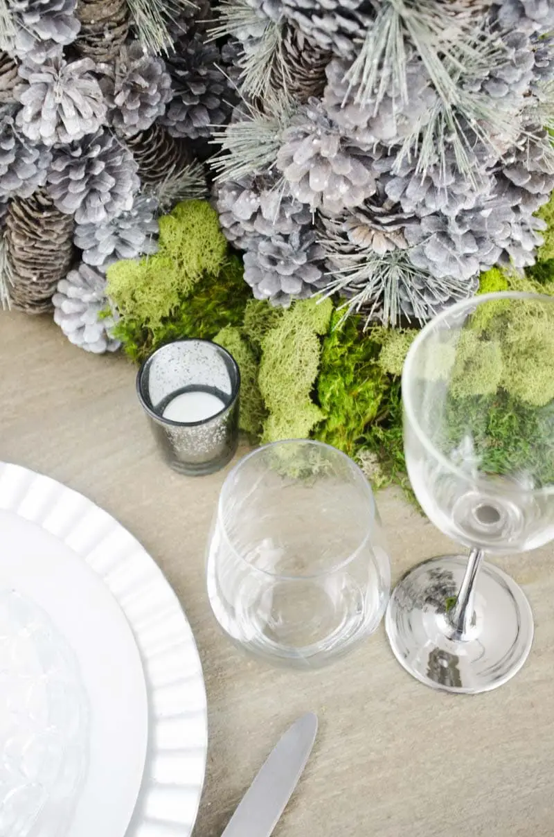 Simple silver holiday tablescape via Thou Swell