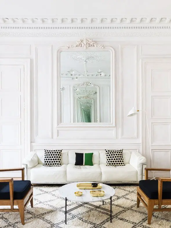 Modern white Paris living room on Thou Swell