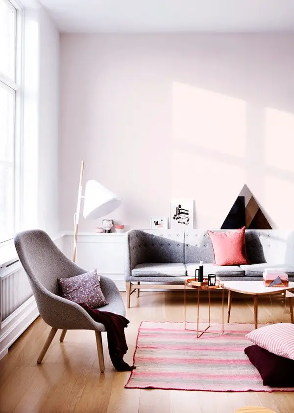 Modern Scandinavian pink living room on Thou Swell @thouswellblog