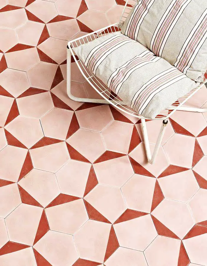 Pink ceramic floor tiles on Thou Swell @thouswellblog