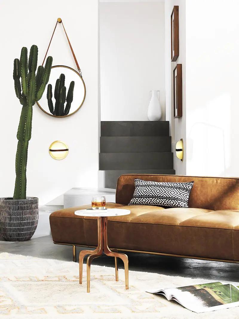 Modern living room with LED sconce on Thou Swell @thouswellblog