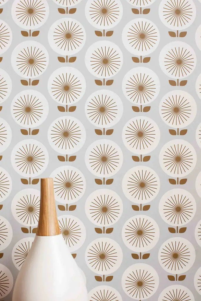 Sunburst floral retro removable wallpaper on Thou Swell @thouswellblog