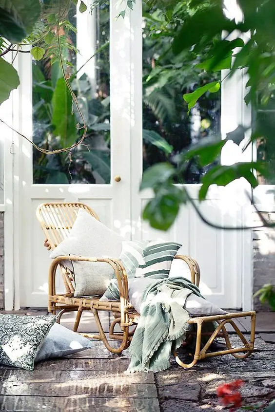 Nordic porch design inspiration with modern rattan chaise on Thou Swell @thouswellblog