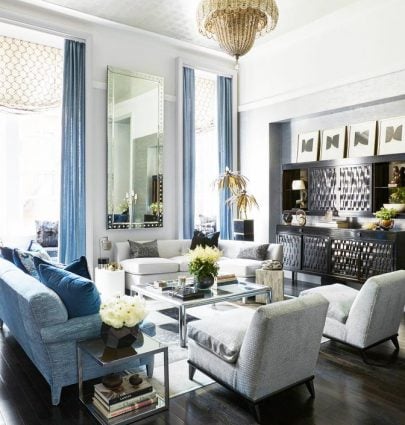 CAROLE RADZIWILL'S NEW YORK SANCTUARY 11 Silver and blue living room in Carole Radziwill's New York City duplex on Thou Swell @thouswellblog