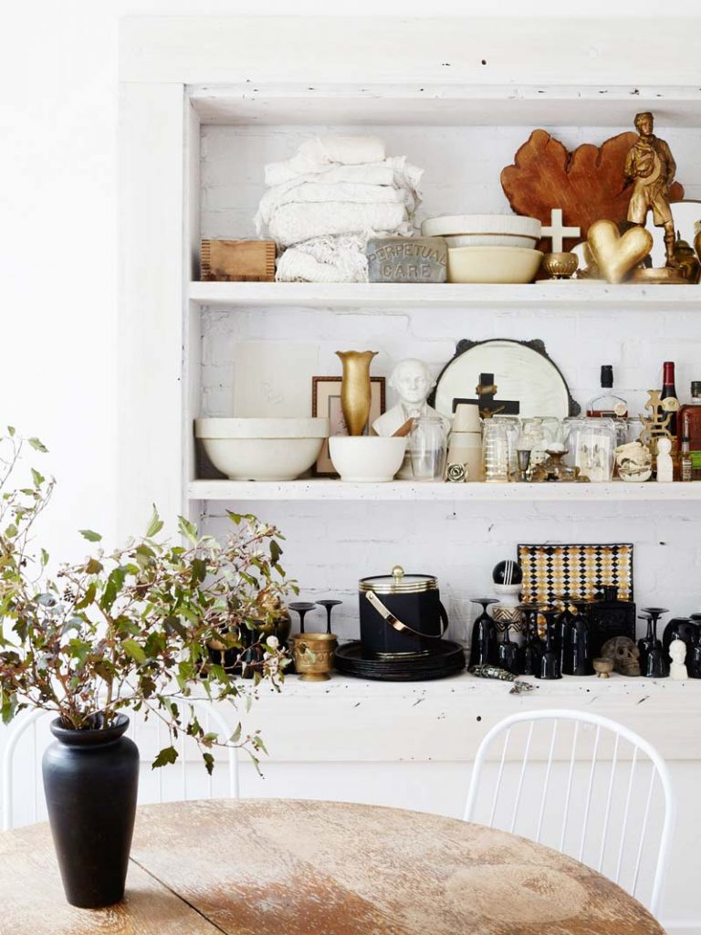 Minimal dining room with shelf styling on Thou Swell @thouswellblog