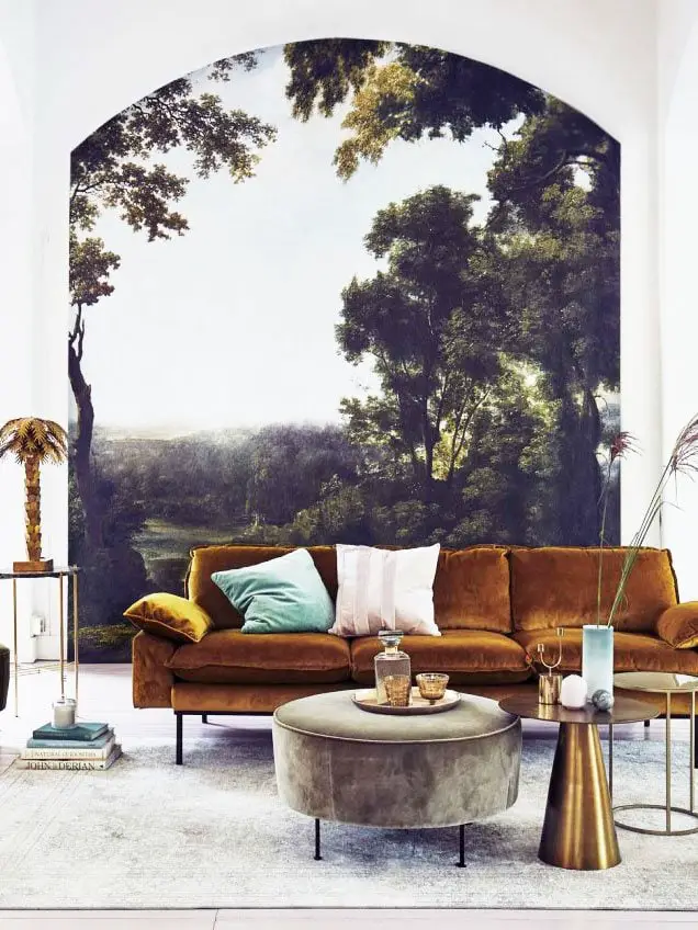 Scenic mural in a modern living room on Thou Swell @thouswellblog