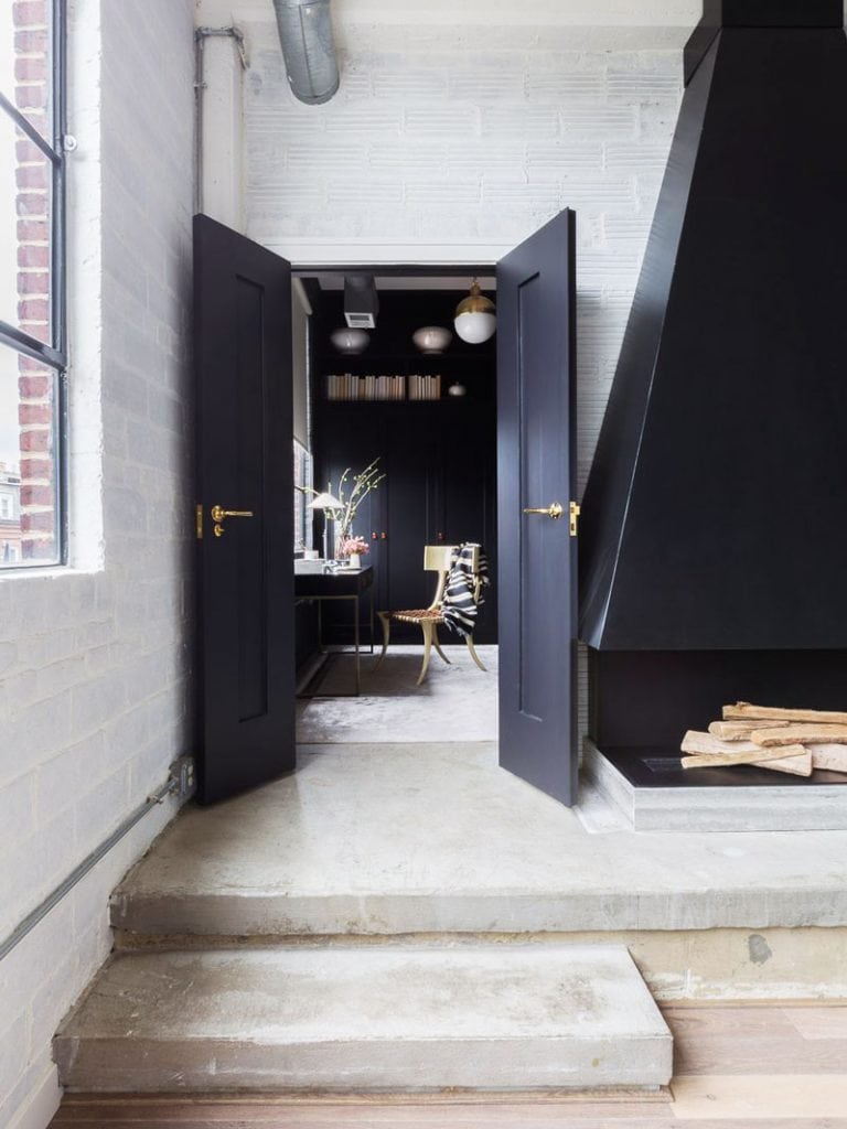 Black doors to home office on Thou Swell @thouswellblog