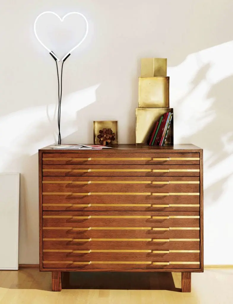 Modern filing cabinet with brass details from CB2 x Fred Segal on Thou Swell @thouswellblog