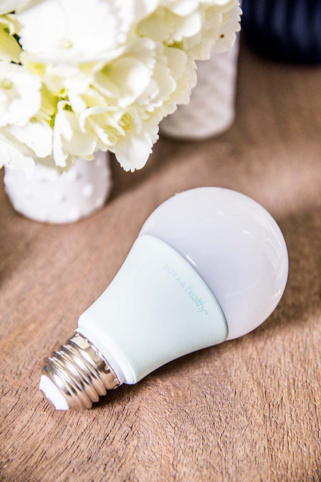 Soraa healthy light bulb with no blue light in a serene bedroom on Thou Swell @thouswellblog