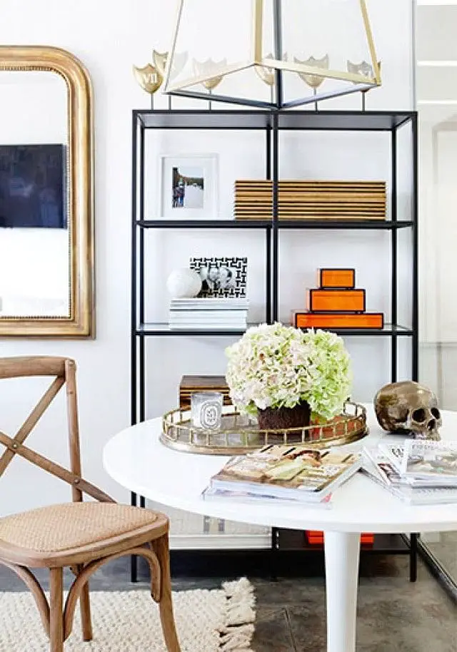 Chic office with white tulip table and cafe chair on Thou Swell @thouswellblog