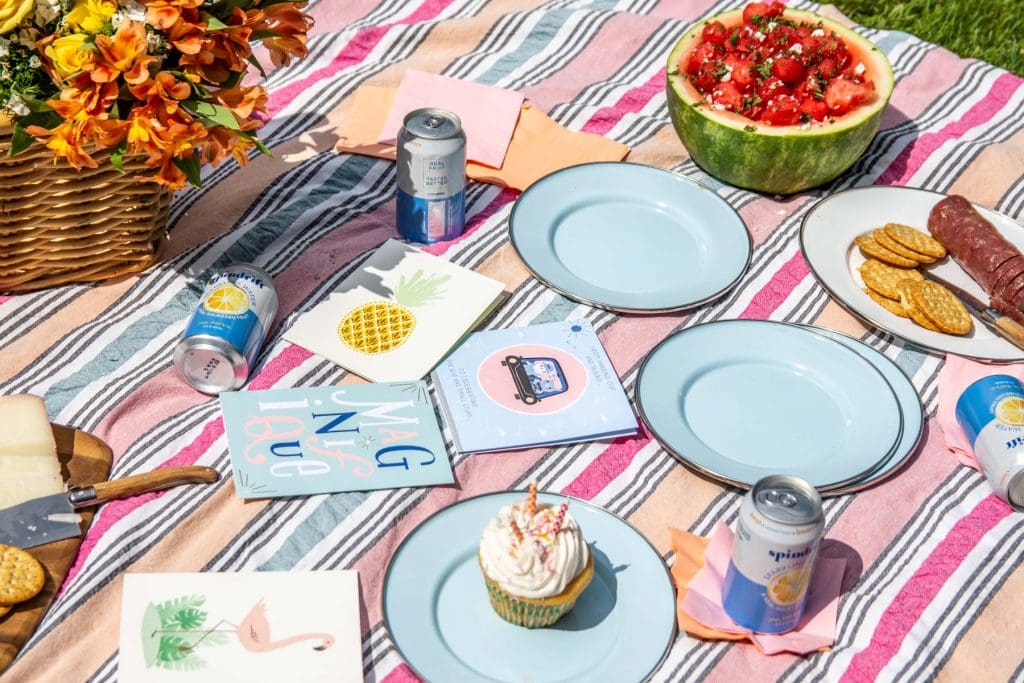 A celebratory summer birthday picnic with easy snacks and American Greetings cards on Thou Swell @thouswellblog