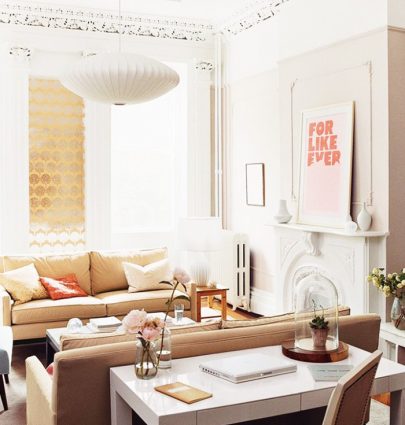 THE BEST DECOR FROM NORDSTROM’S ANNIVERSARY SALE 11 Neutral living room with pink print above fireplace on Thou Swell @thouswellblog