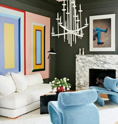 Stunning modern living room inside a color-filled home outside of Atlanta on Thou Swell @thouswellblog