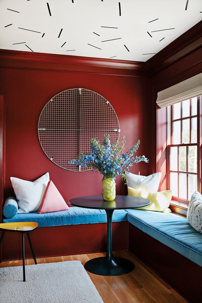 Window seat inside a color-filled home outside of Atlanta on Thou Swell @thouswellblog