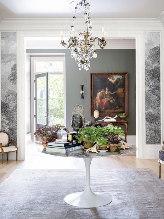 Classic grey Southern entryway in New Orleans home tour designed by Sarah Ruffin Costello on Thou Swell @thouswellblog