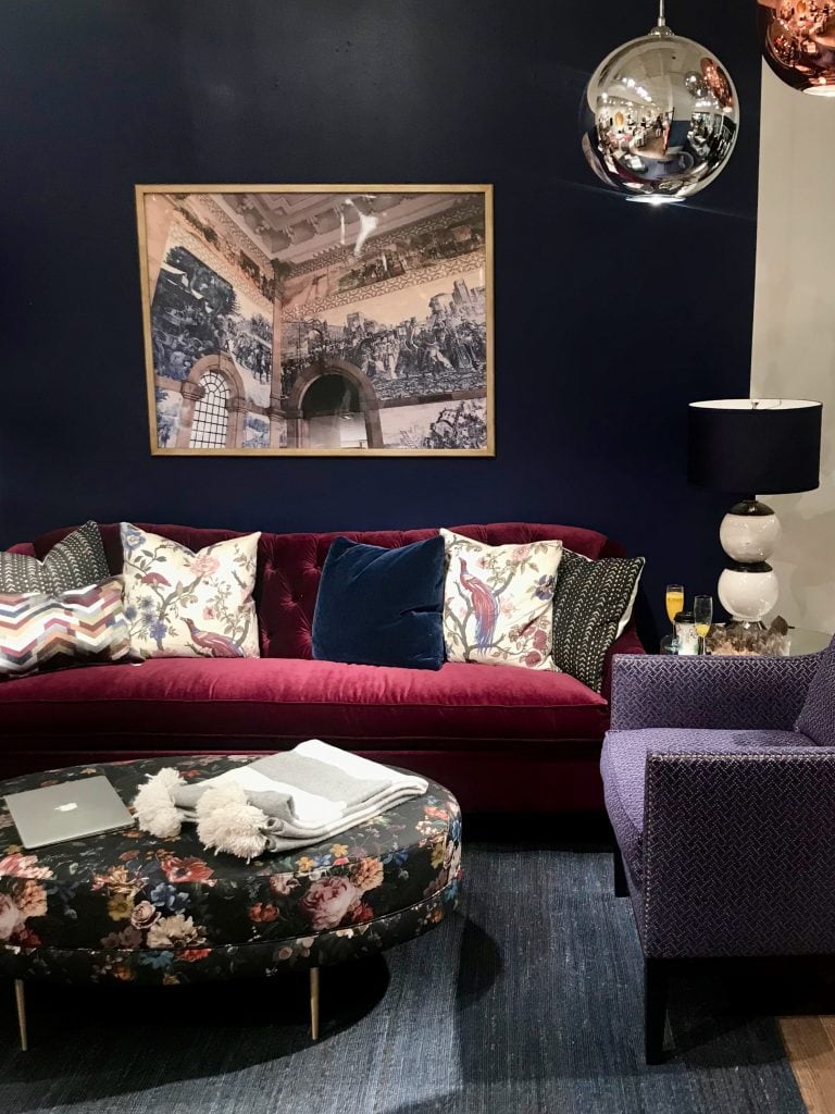 Trend report from High Point Market - jewel tone furniture in Norwalk Furniture showroom on Thou Swell @thouswellblog