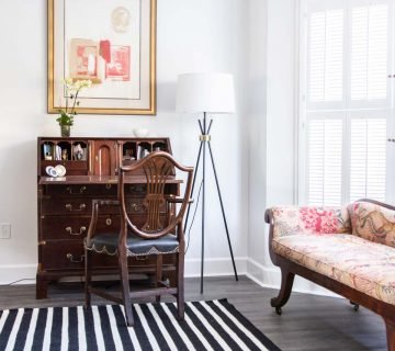 A first look at the living room with Nourison striped wool rugs by Calvin Klein in Buckhead living room on Thou Swell @thouswellblog