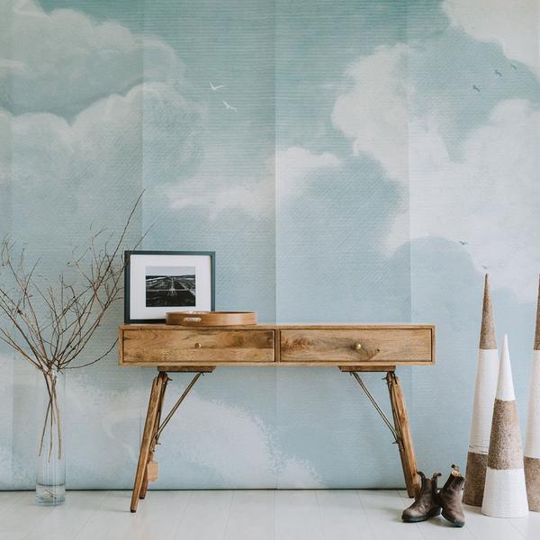 Blue serene clouds wall mural on Thou Swell @thouswellblog