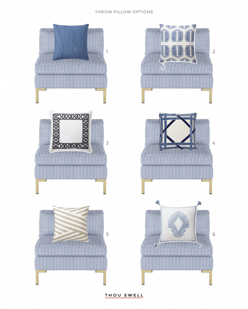 Blue and white throw pillows on Thou Swell #throwpillows #pillows #blueandwhite