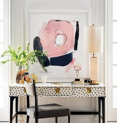 MY FAVORITE SOURCES FOR UNIQUE FURNITURE HARDWARE 5 Modern spotted desk by Kate Spade with unique furniture hardware on Thou Swell #furniture #design #hardware #furniturehardware #uniquehardware #desk #office #homeoffice #design #homedecor