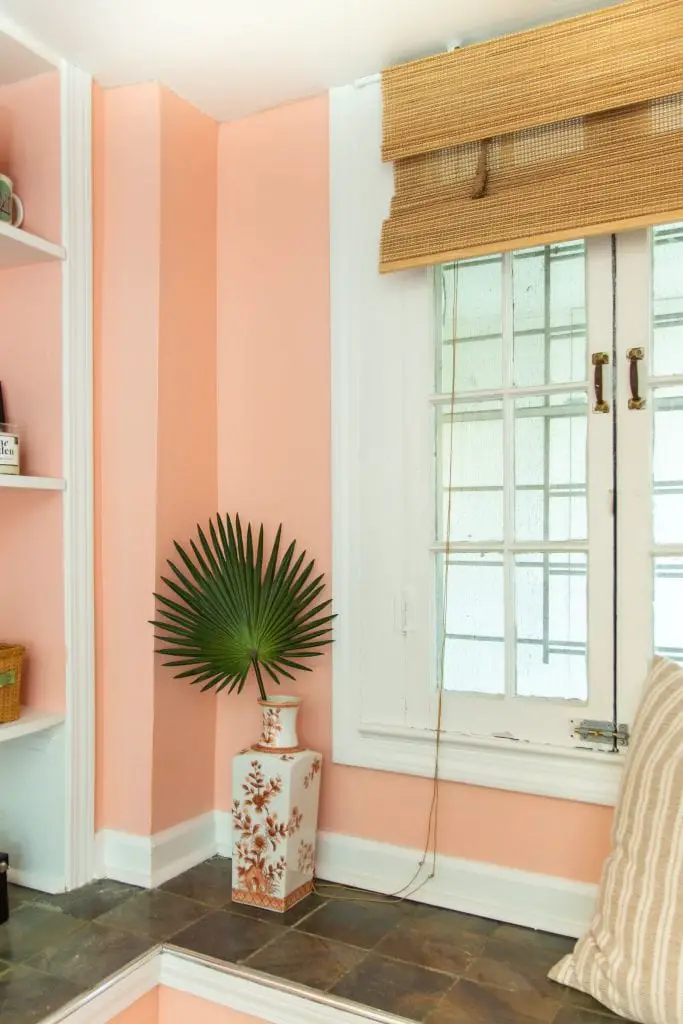 Pop peach pink paint color by Clare on Thou Swell #pinkpaint #clarepaint #paintcolor #paintingideas #painting #wallpaint #homedecor #homedecorideas 