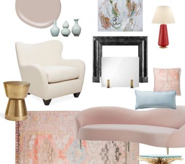 Dusty pink Parisian living room design on Thou Swell